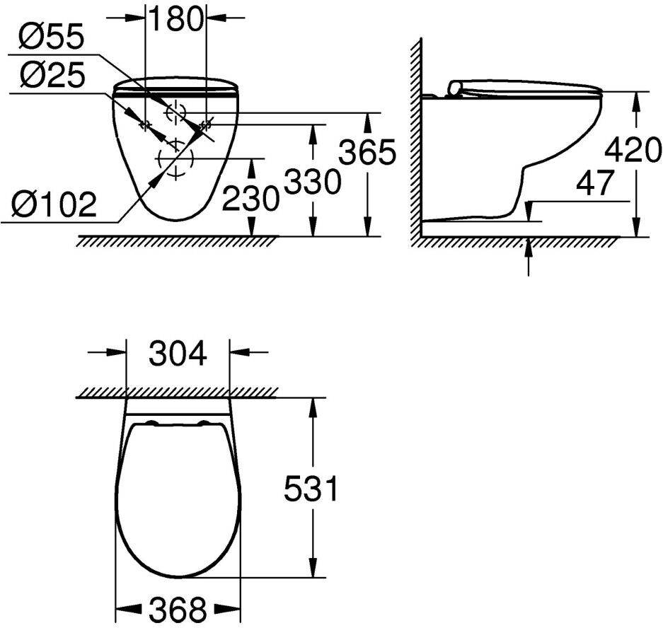 Grohe Wand-Tiefspül-WC Set 39351 Bau Keramik mit WC-Sitz soft close alpinweiß, 39351000 39351000