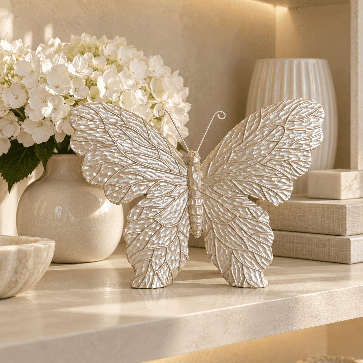 Vanessa Cream Pearl Butterfly Ornament