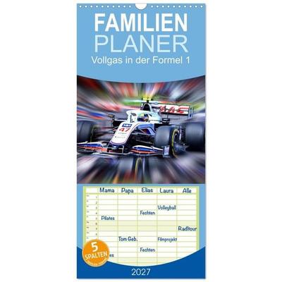 Familienplaner 2027 - Vollgas in der Formel 1 mit 5 Spalten (Wandkalender, 21 x 45 cm) CALVENDO
