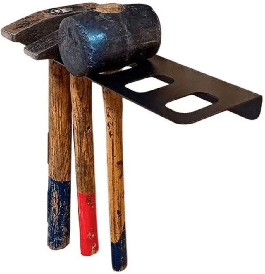INF Wandmontierter Hammerhalter – Eisen-Werkzeugorganizer für vertikale Aufbewahrung, Schwarz, 30cm x 10cm