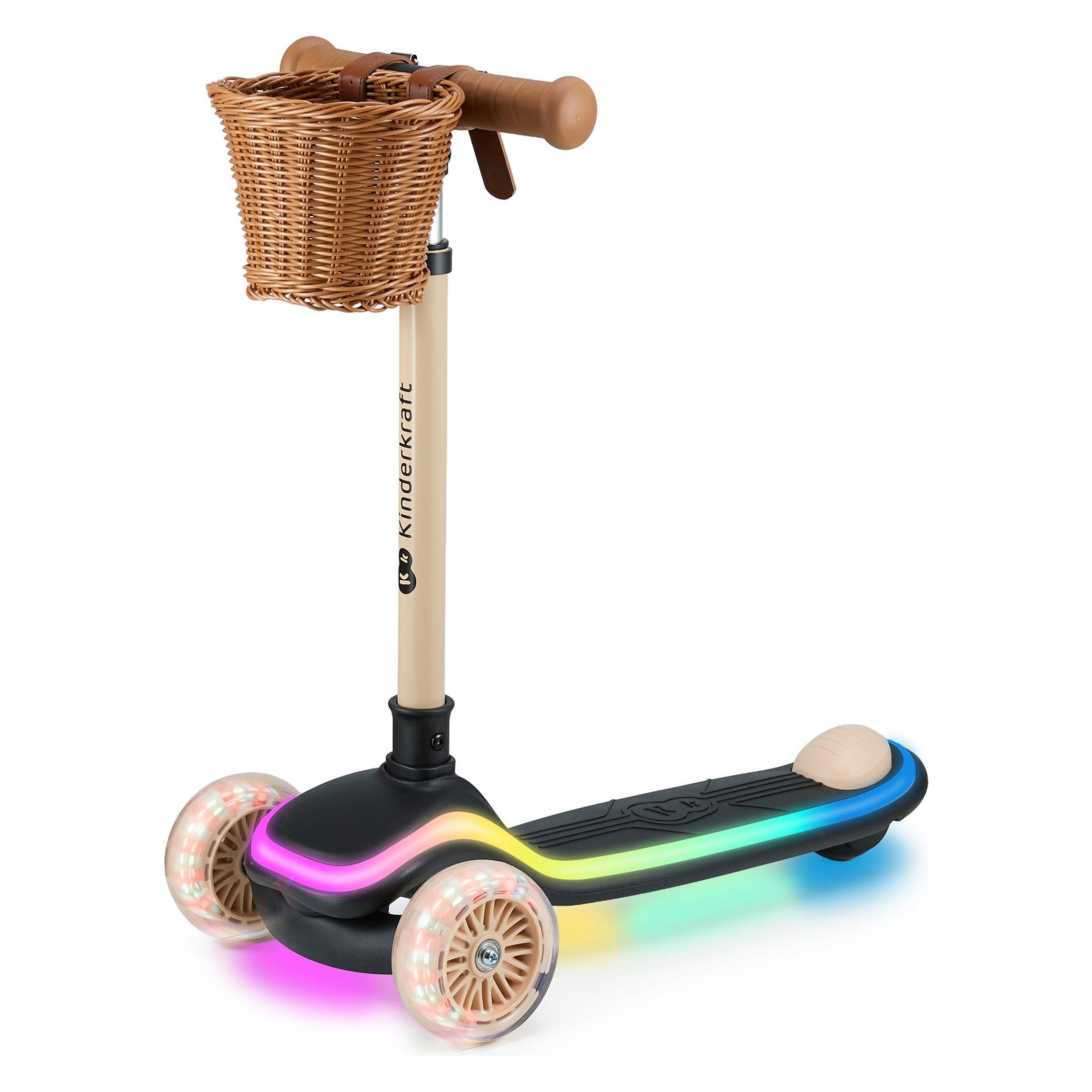 KinderKraft Three-wheeled LED scooter RAKET beige (8384410-5902533930982)