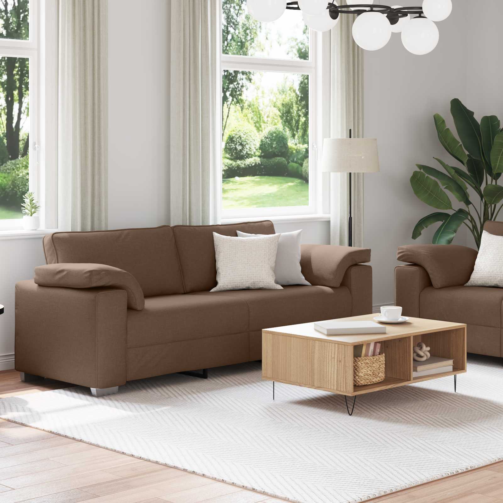 vidaXL Canapé 2 pc Marron tissu