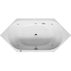 Duravit D-Code Whirlwanne, 1900x900mm, 2 Rückenschrägen, Jet Project, Sechseckig, Ablauf Mitte, Weiß Glänzend, 760138000JP1000