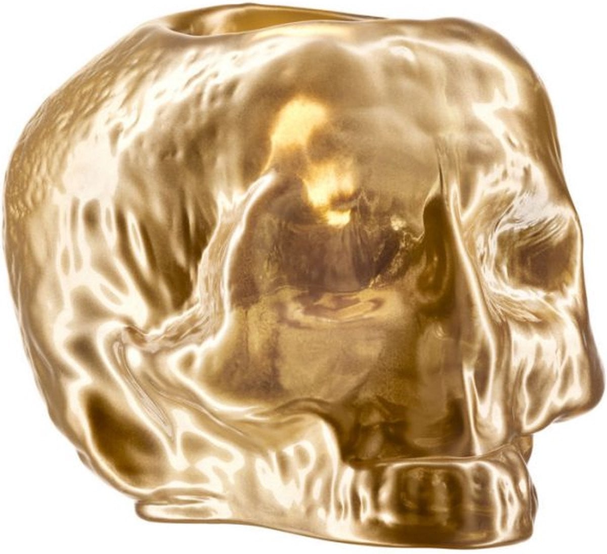 Kosta Boda Still Life Waxinehouder Schedel Metallic Goud