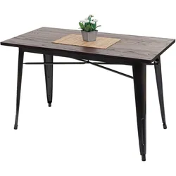 Esszimmertisch HWC-H10a, Tisch Bistrotisch, Metall Ulme Holz Industrial Gastronomie MVG schwarz-braun 120x60cm