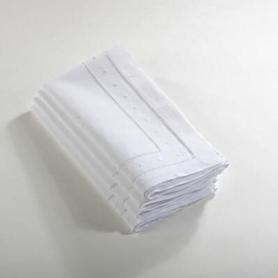 Saro Lifestyle Embroidered Dot and Hemstitched Napkin (Set of 4)