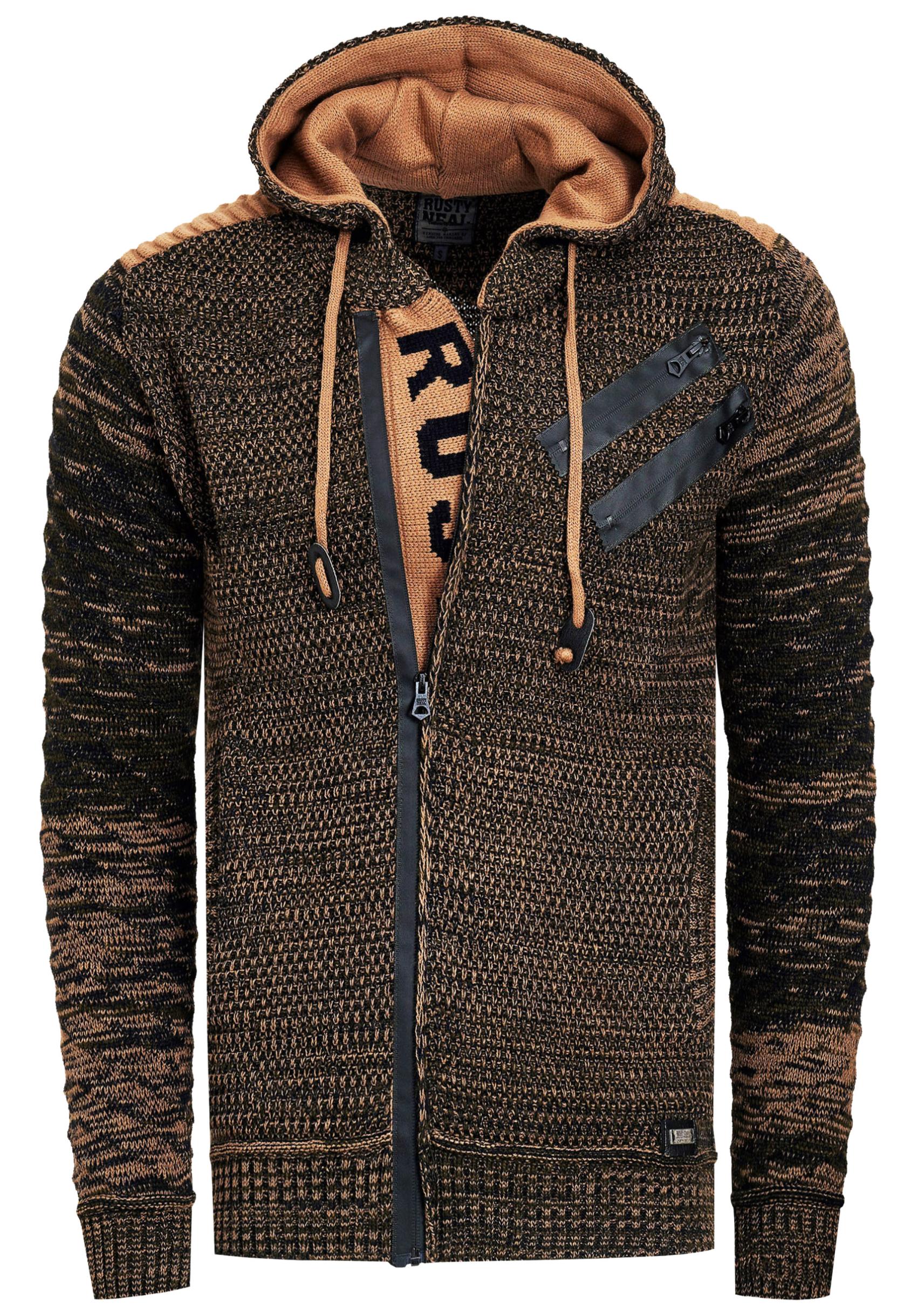 Full Zip Grobstrick Kapuzen-Strick-Jacke