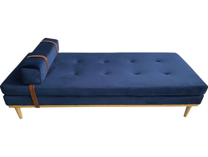 Daybed SALESFEVER Bett: Entspannung pur , blau (blau, natur, natur), B:75cm H:42cm L:180cm, 100% Polyester, Daybetten, Tagesbett Gästebett, Entspannung pur: Tagesliege mit Kopf- und Nackenstütze