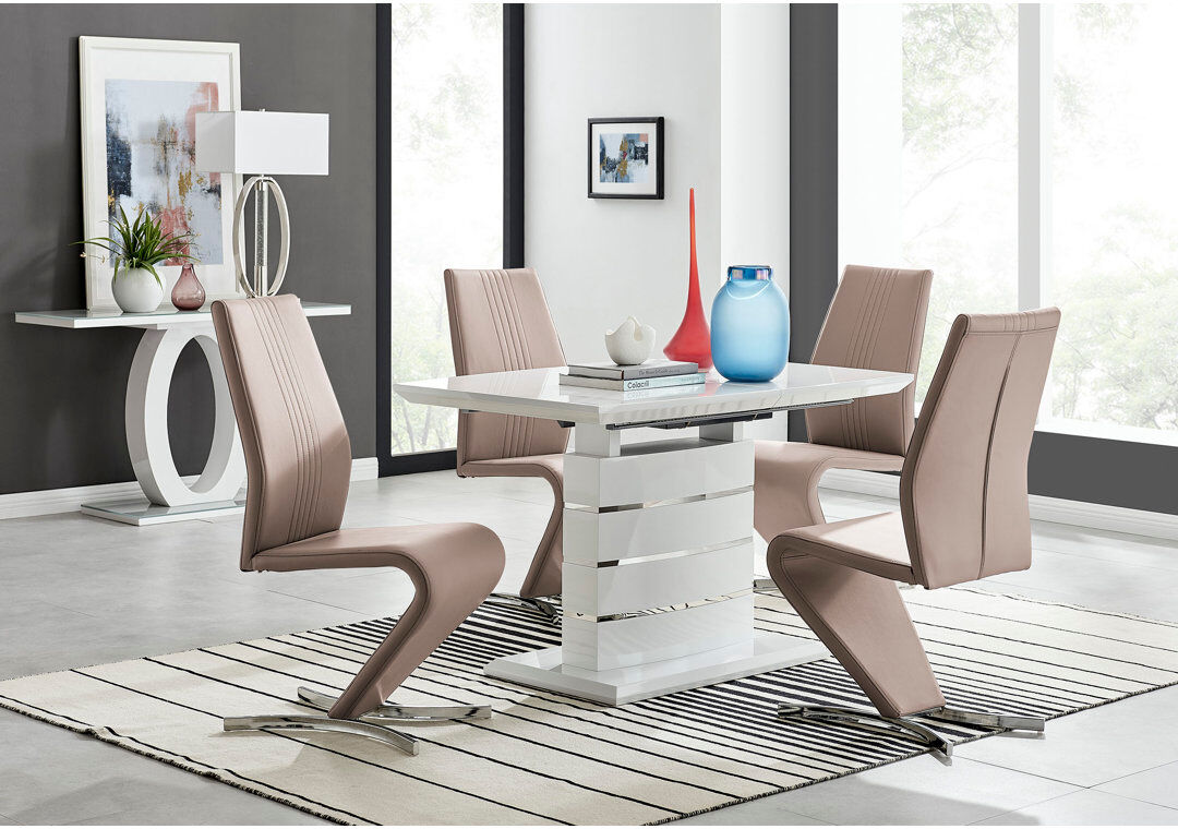 Canora Grey Extendable Dining Set Cappuccino/Silver