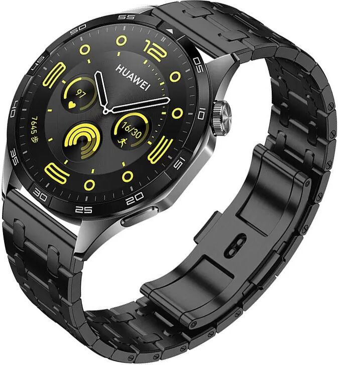 INF 22mm Edelstahl Uhrenarmband kompatibel mit Huawei GT Serie & Samsung Galaxy Uhren Schwarz