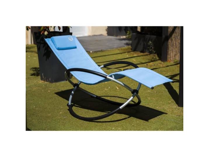 Transat à bascule - O'SUN - Bleu - Pliable - Confortable - Design moderne