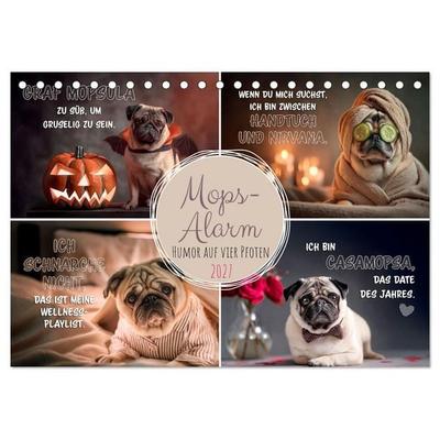 Mops-Alarm (Tischkalender 2027 DIN A5 quer), CALVENDO Monatskalender