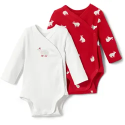 Tchibo - 2 Kinder-Langarmbodys - Baby - Gr. 86/92 - weiß/print
