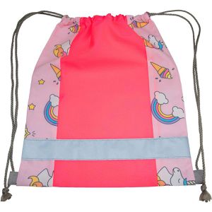 Korntex Turnbeutel Gymact Action Einhorn, neon pink für Kinder, mit Kordelzug, aus Polyester, 40 cm