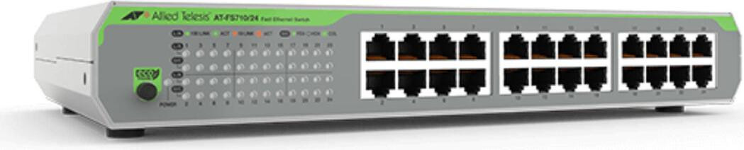 Allied Telesis CentreCOM AT-FS710/24 Switch - 24 x 10/100 poorten - Onbeheerd - Desktop of Rackmount