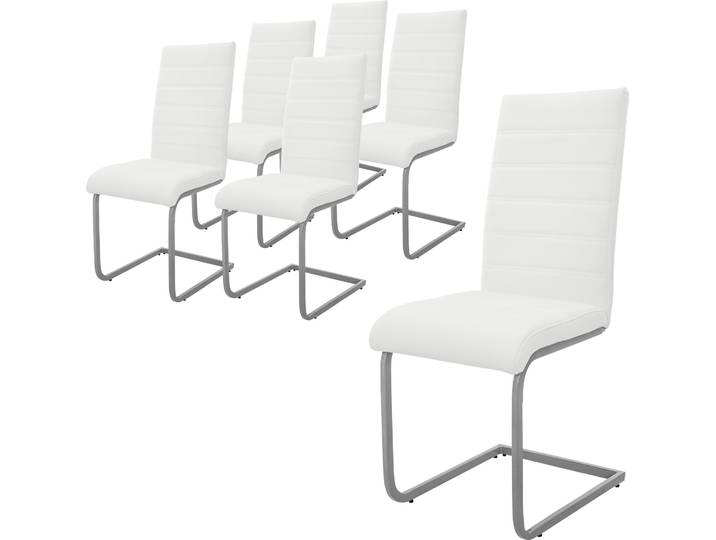 ML-Design 6er Set Esszimmerstuhl mit Rückenlehne, Weiß, aus Kunstleder