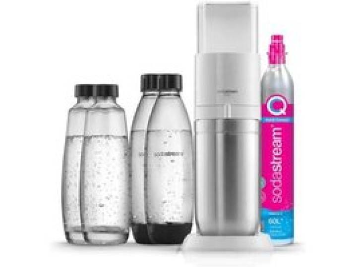 Machine à soda et eau pétillante SODASTREAM - DUO Blanche - 2 carafes en verre - 2 bouteilles - 1 recharge de gaz 60L