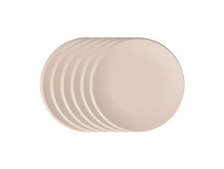 Villeroy & Boch NewMoon Beige Frühstücksteller 6er Set, 24 cm, Beiger Teller mit Halbmond-Tellerrand, Premium Porzellan