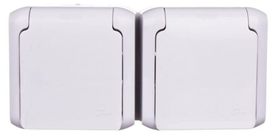 Legrand dubbel stopcontact 16A IP44 met aarding grijs