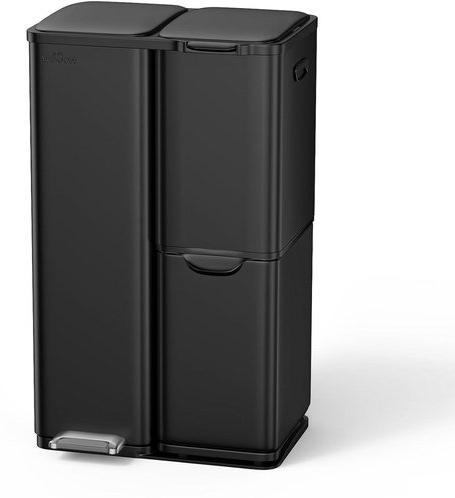 Mülleimer für die Küche - Abfallsortiersystem - Hygiene beim Arbeiten - Drei Fächer - 60 Liter Gesamtvolumen - Schwarz