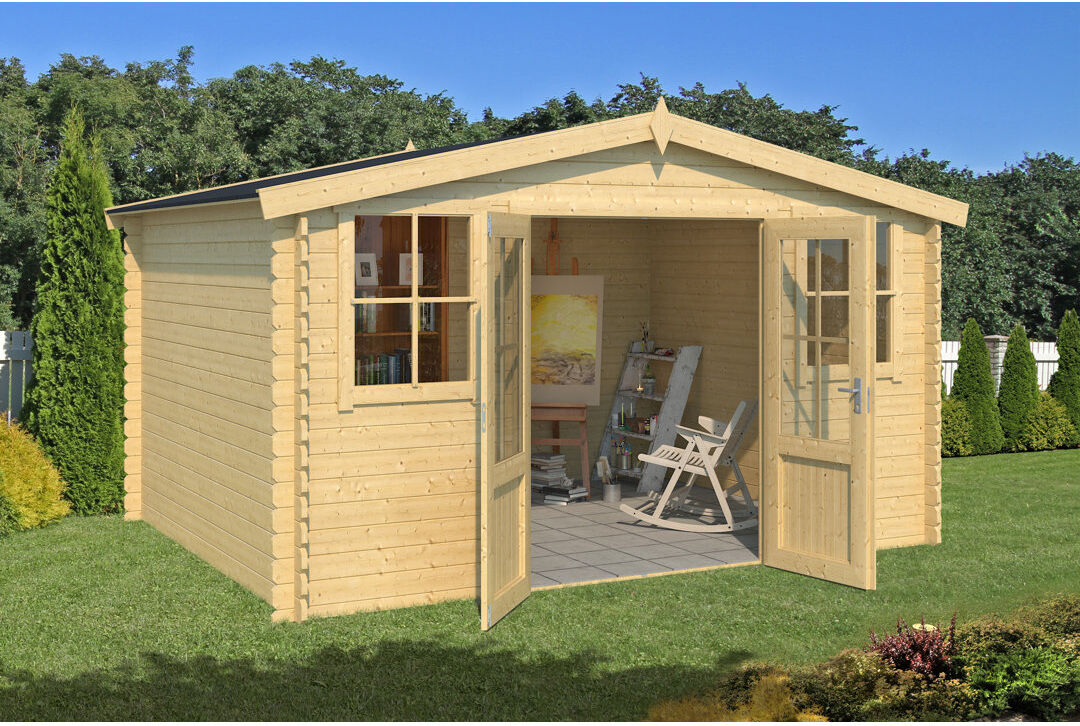 Lasita Maja Lasita Dallas 12.5 x 10 Ft. Apex Roof Summerhouse With Single Glazed Windows (28mm) Dallas Natural Wood
