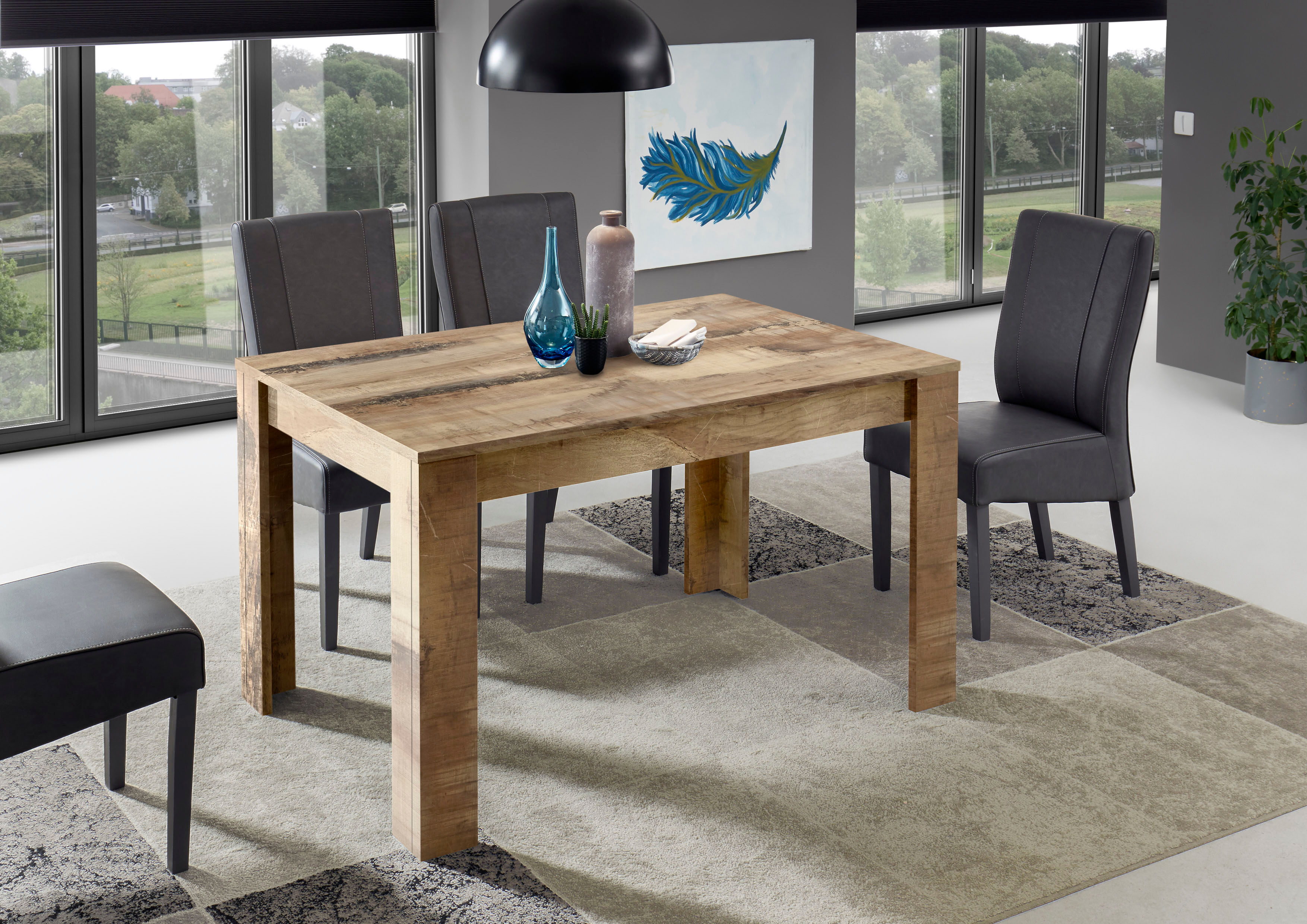 Esstisch HOME AFFAIRE "Mango", beige (pero, pero, pero), H:79cm T:90cm, Tische, Esstisch, Breite 137 cm, ausziehbar auf 187 cm pero, pero, pero B/H/T: 137cm x 79cm x 90cm, Ansteckplatte