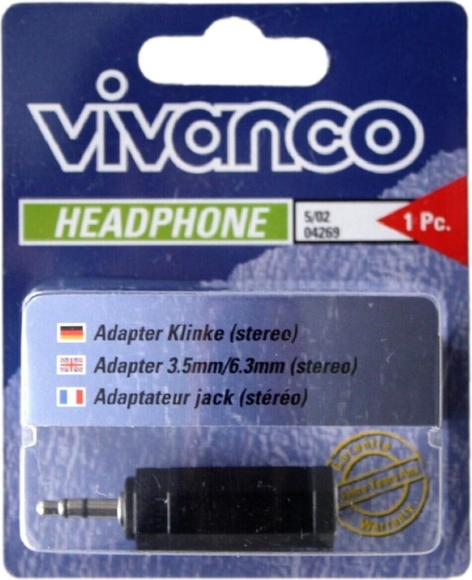 Vivanco Adapter 3,5 mm stereo jack naar 6,3 mm