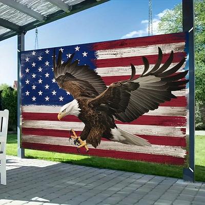 Patriotische amerikanische Flagge Bald Eagle Polyester Leinwandkunst langlebige 75gsm Wanddekoration vielseitige Raumausstattung für alle Jahreszeiten Partybannerbedarf amerikanisches Dekor 1 Stück