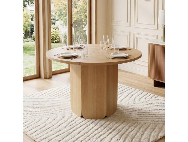 Odikalo Esstisch Küchentisch Wohnzimmertisch, skandinavisch-minimalistischer Stil (120 x 120 cm, geeignet für 4-6 Personen, klassisches Design, Hohe Qualität, Langlebig und kratzfest, Eichenfarbe(ohne Stuhl)