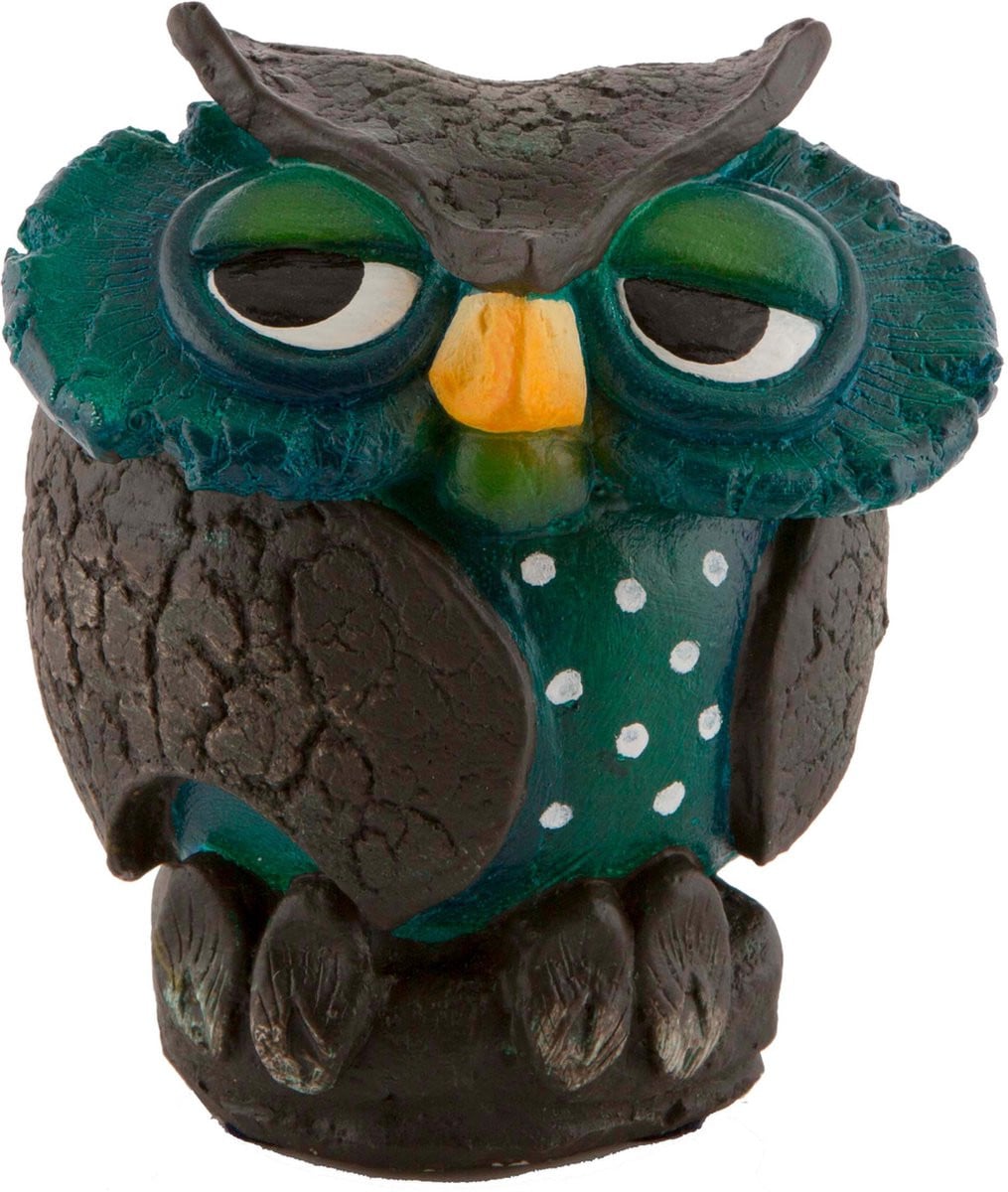 Comix Cartoon Mini Hooty Decoratief Uilenbeeldje - Groen - Handgeschilderd