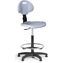 Arbeitsstuhl aus PU-Schaum, grau, Asynchronmechanik, Gleiter