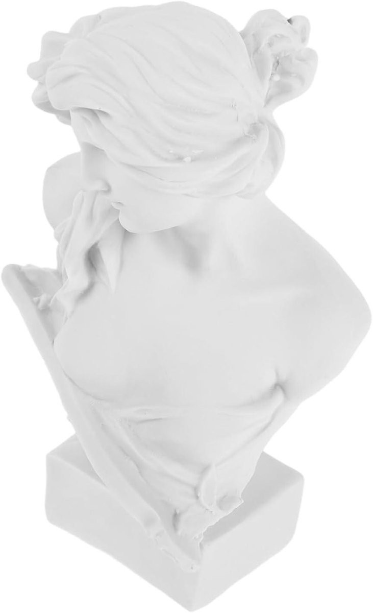 Mythologie Buste Standbeeld - Godin Sculptuur - Klassiek Grieks Ontwerp - Wit - Hoogte: 15 cm