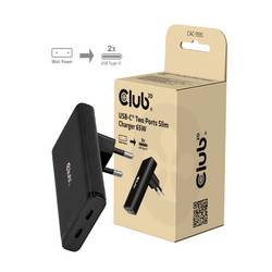 club3D Club3D Ladegerät 2xUSB Typ C Slim Ladeadapter 65 W Schwarz CAC-1935
