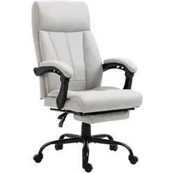 STILVORA Chefsessel Bürostuhl mit Massagefunktion Hellgrau 74x65x119 cm mit Lendenheizung 155 Grad Neigung Fußstütze höhenverstellbar