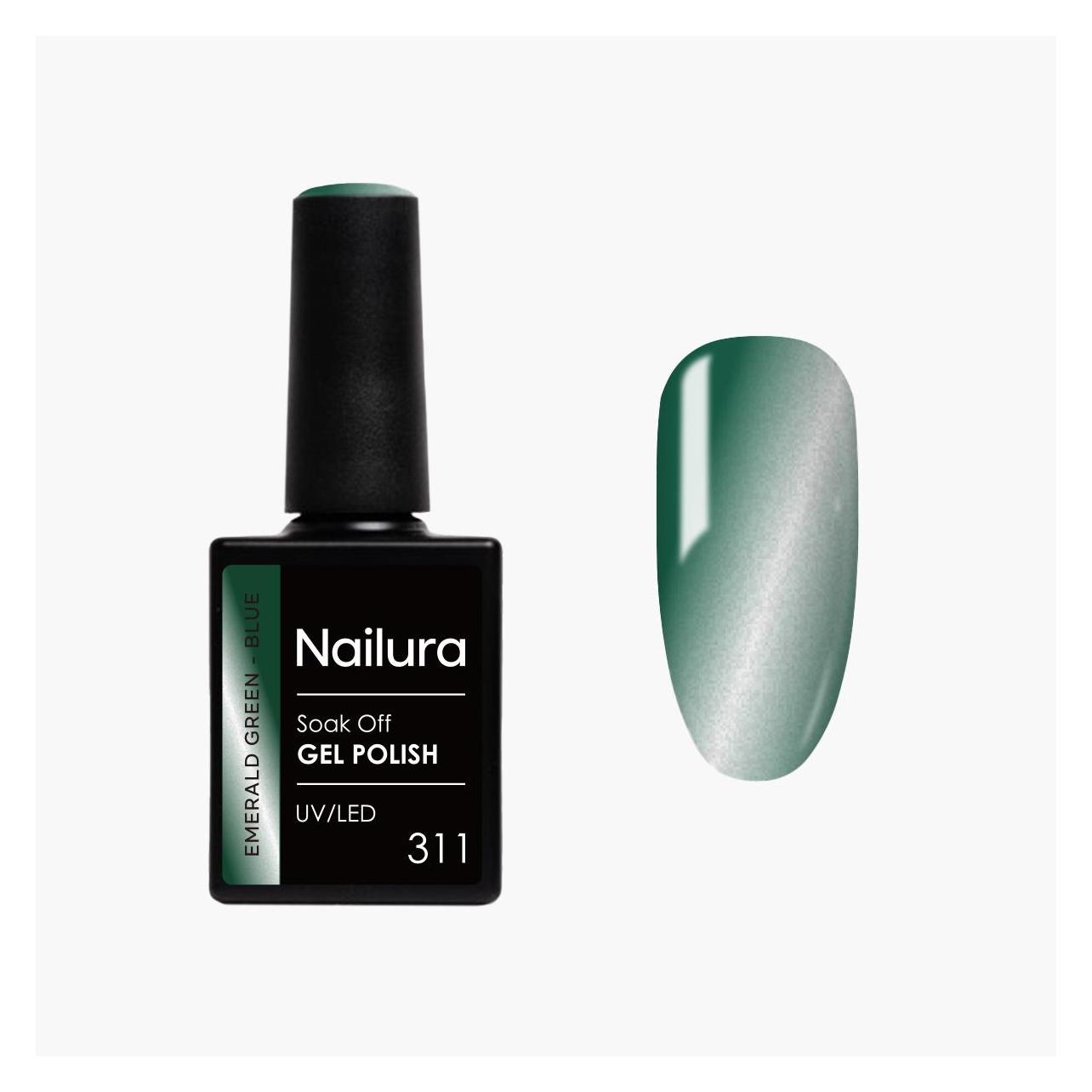 Nailura - Gel Polish 311 - Emerald Green Blue - 10 ml (Emerald Green Blue, Smaragdgrün-Blau, Gel-Effekt Nagellack, UV-Gel Lack) (70330)