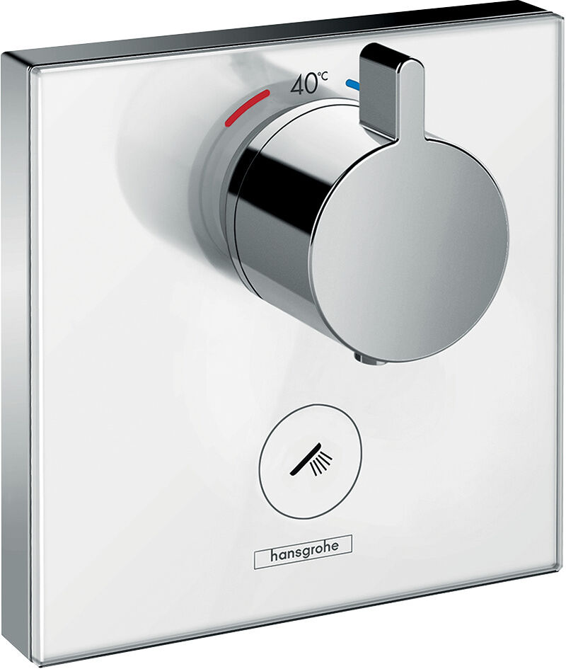 Match1 Thermostat de hansgrohe ShowerSelect 15735400 haut débit, 1 Verbraucher , 1 Verbraucher , verre blanc-chrome