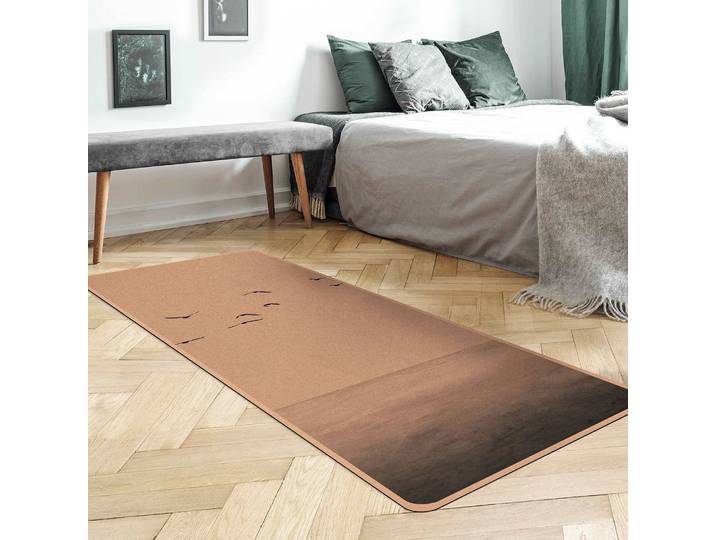 Läufer/Yogamatte Vogelzug in den Süden 183 x 61cm Schwarz/Weiß