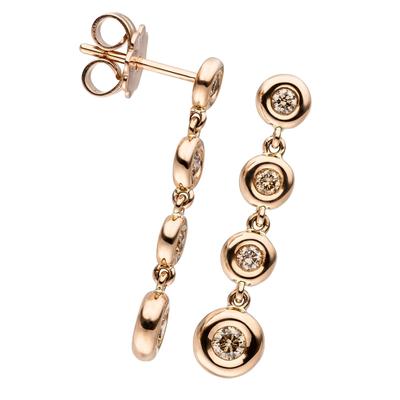 Paar Ohrhänger JOBO "Ohrringe Roségoldohrringe 24 mm lang", rosa (roségold 585), Ohrringe, Damen, SI = kleine Einschlüsse, Diamanten Roségold 585, Diamanten, Roségold 585, 585 Roségold mit 8 Diamanten