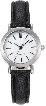 Inspired Living Elegant Retro Leather Strap Quartz Watch Classic Casual Timepiece For Women & Men silver