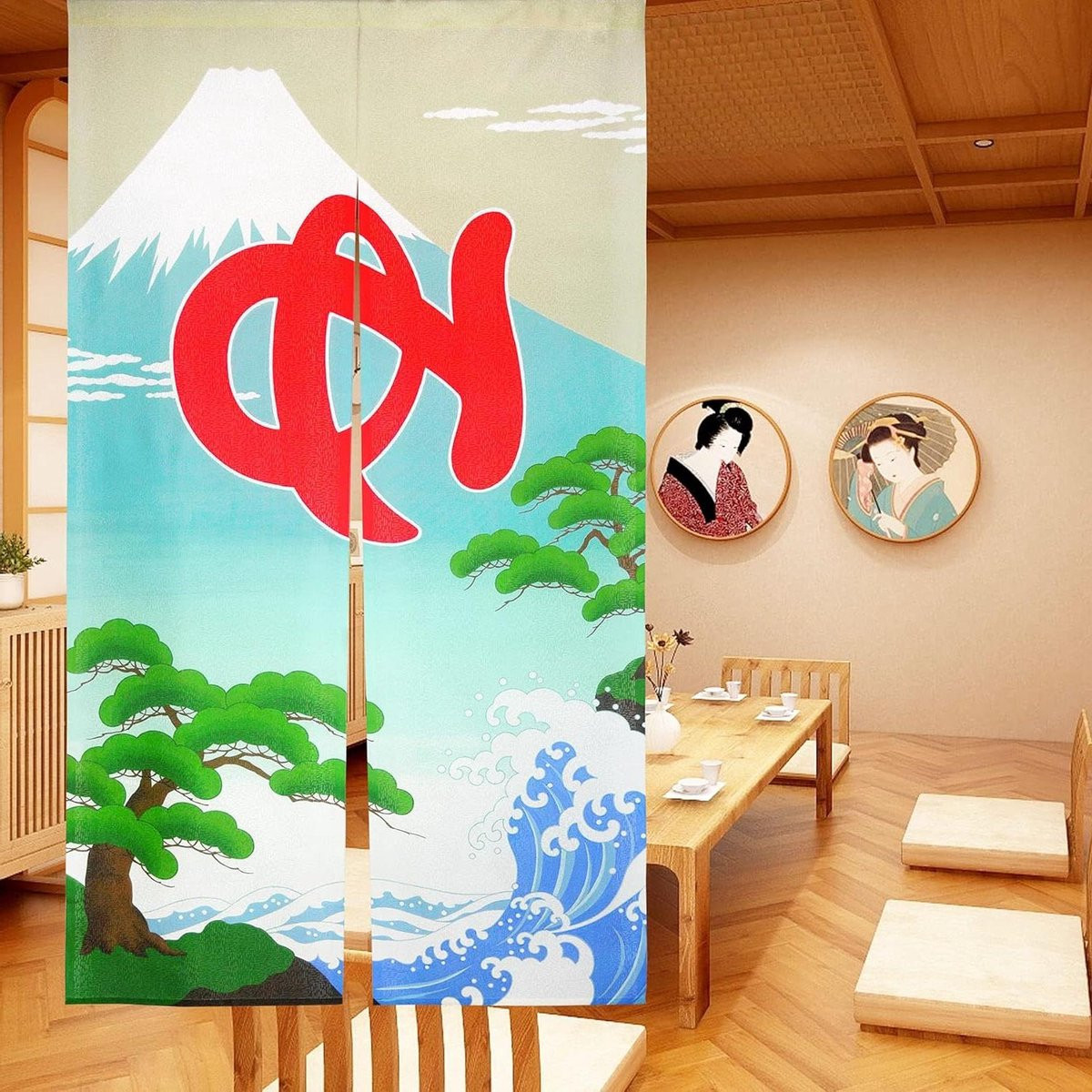 Japanse Noren Deurgordijn Kamerverdeler - Blauw - 85 x 150 cm