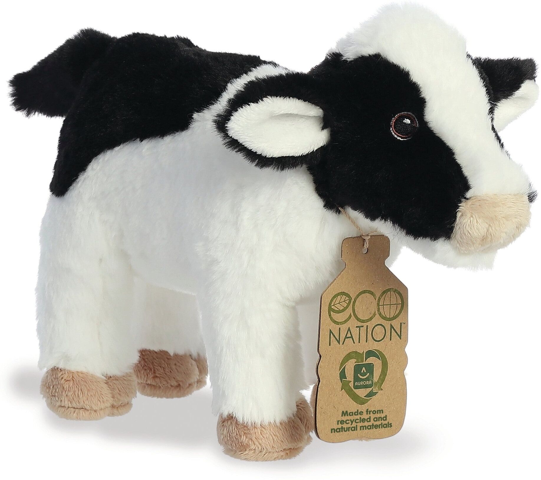 Aurora Eco Nation 10" Plush-Cow, Eco-Friendly Stuffed Animal for Children and Adults, Made from Recycled Materials, 10 in