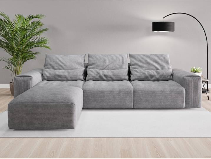 Ecksofa Denver Nr. 1 links - Grau (Dunkelgrau) - Cordstoff