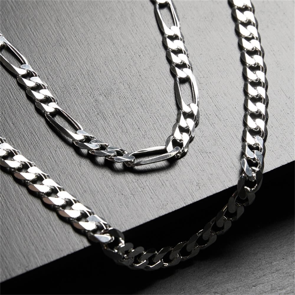 Unique 925 Silberkette: Figarokette Silber 8mm silber