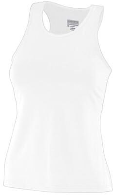 Augusta Sportswear 1203 Girls Poly/Spandex Solid Racerback Tank Top in White size Large   Polyester Blend