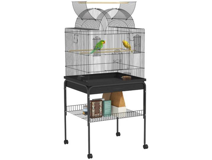 ComfortXL Vogelkäfig De-10634 Schwarz, Metall, 53x144x63 cm, Dekoration, Gartendeko