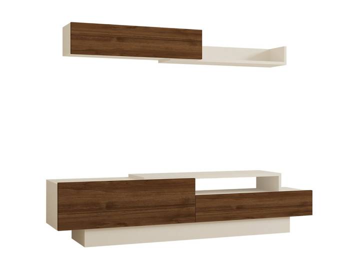 TV-Möbel Yasam weiss/natur melaminbeschichteter Holzwerkstoff B 160 cm