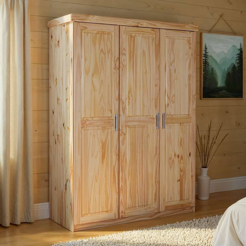 Pharao24.de Drehtürenschrank aus Kiefer Massivholz Natur lackiert