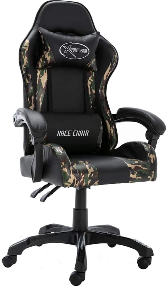 vidaXL Silla gaming de cuero sintético negro y camuflaje Negro