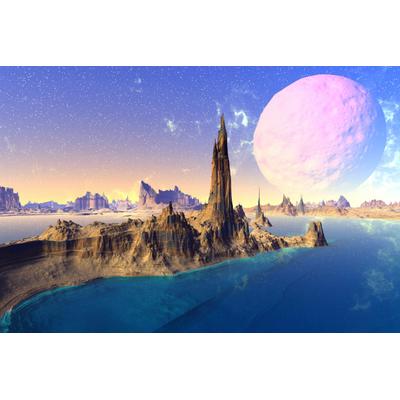 Fototapete PAPERMOON "PLANETEN-FUTURISTISCH WELTRAUM MOND GALAXIE UNIVERSUM", bunt, B:4,5m L:2,8m, Vlies, Tapeten