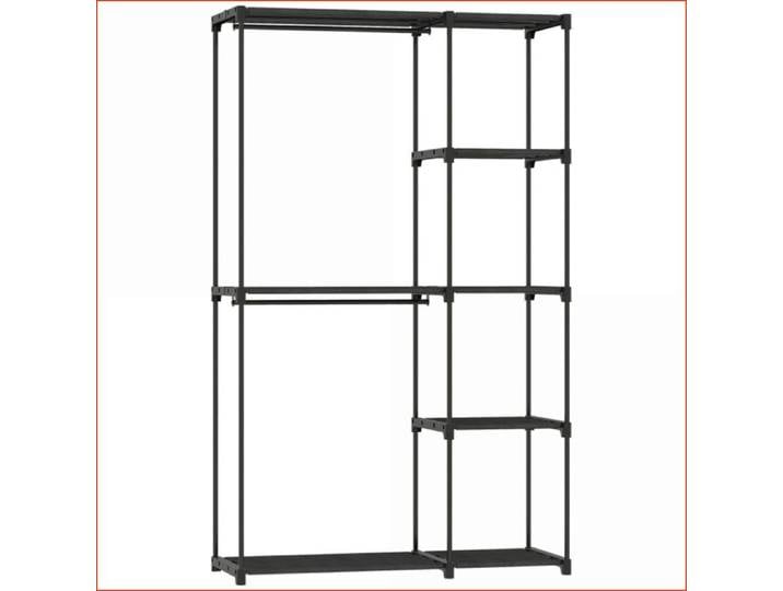 Armoire à Linge Textile - 2 Poutres & 6 Rayons - Noir